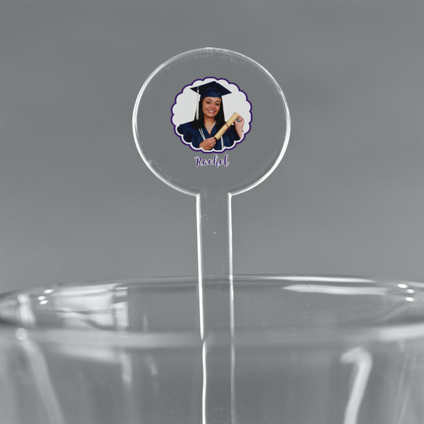 Custom Graduation 5.5" Round Plastic Stir Sticks - Clear (Personalized)