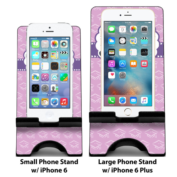 Graduation Compare Phone Stand Sizes - with iPhones