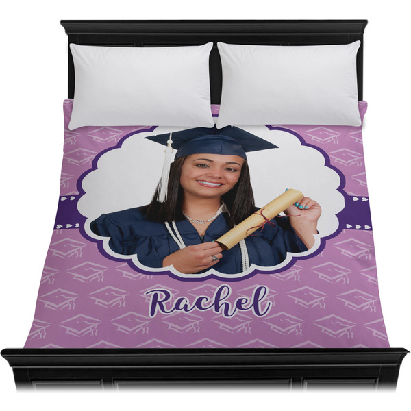 Graduation Duvet Cover - Queen - On Bed - No Prop