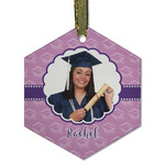 Graduation Flat Glass Ornament - Hexagon w/ Photo