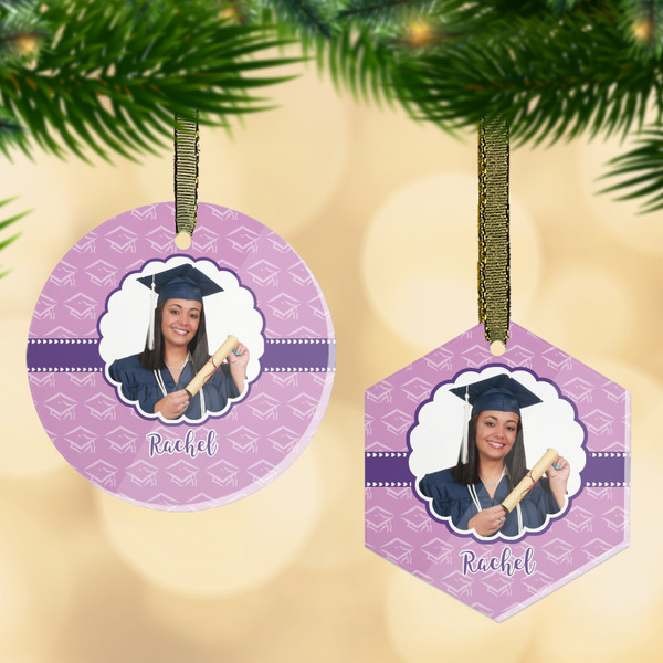 Custom Graduation Flat Glass Ornament w/ Photo