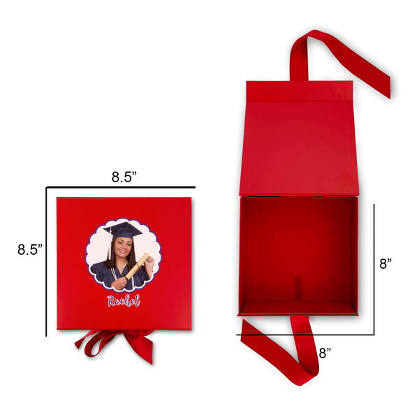 Graduation Gift Boxes with Magnetic Lid - Red - Open & Closed