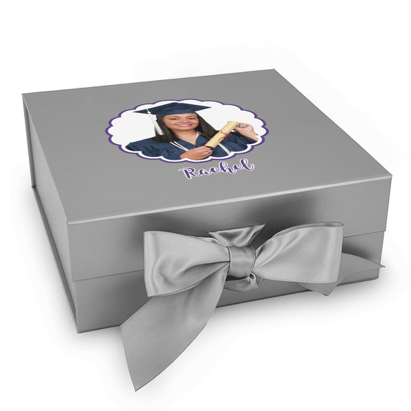 Custom Graduation Gift Box with Magnetic Lid - Silver (Personalized)