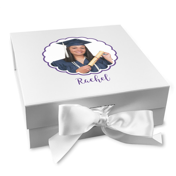 Custom Graduation Gift Box with Magnetic Lid - White (Personalized)