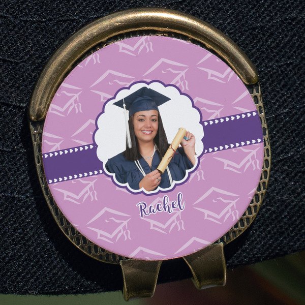 Graduation Golf Ball Marker Hat Clip - Gold - Close Up