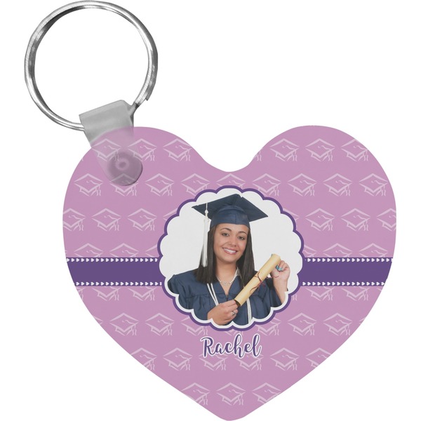 Custom Graduation Heart Plastic Keychain w/ Photo