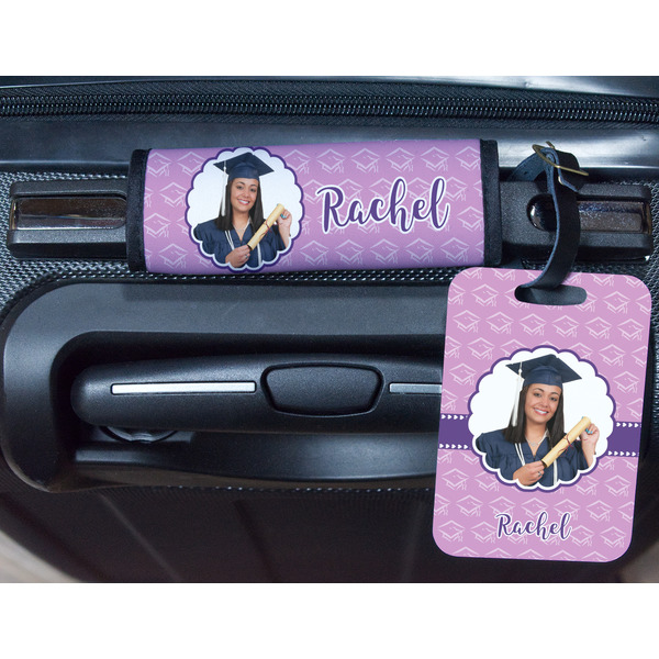 Graduation Metal Luggage Tag & Handle Wrap - In Context