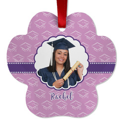Graduation Metal Paw Ornament - Double Sided w/ Photo
