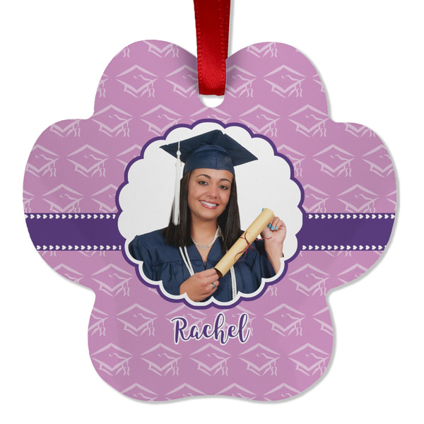 Custom Graduation Metal Paw Ornament - Double Sided w/ Photo