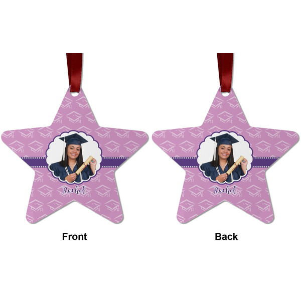 Graduation Metal Star Ornament - Front and Back