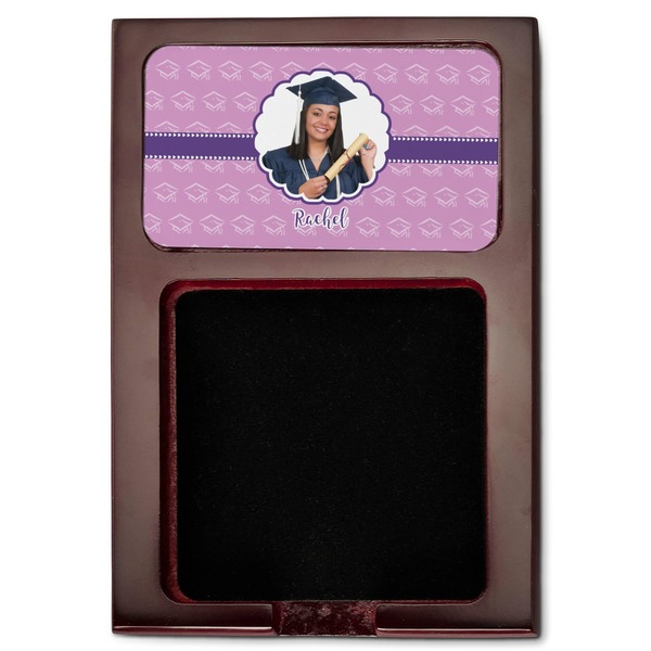 Graduation Red Mahogany Sticky Note Holder - Flat
