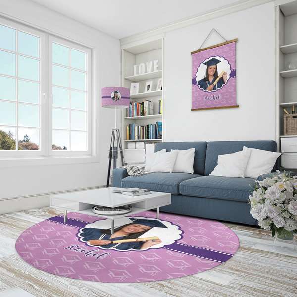 Graduation Round Area Rug - IN CONTEXT