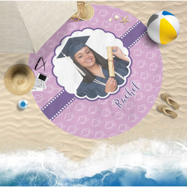 Graduation Round Beach Towel Lifestyle