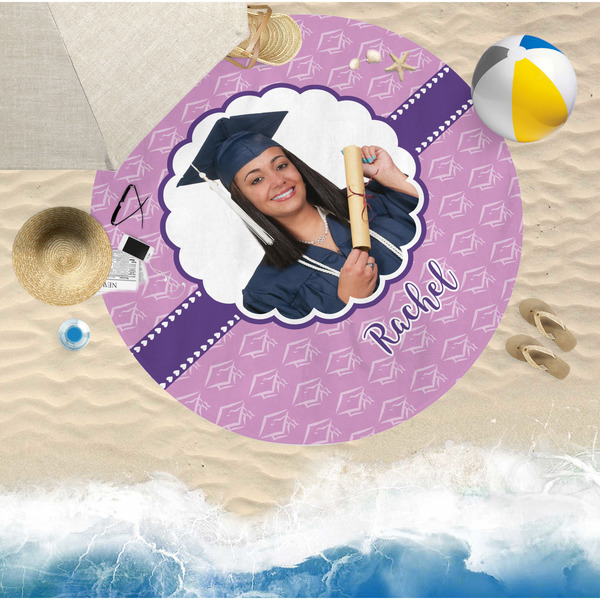 Graduation Round Beach Towel Lifestyle