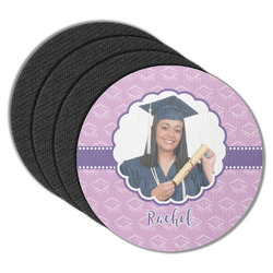 Graduation Round Rubber Backed Coasters - Set of 4 (Personalized)