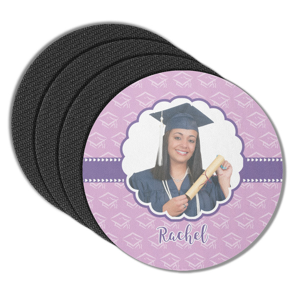 Custom Graduation Round Rubber Backed Coasters - Set of 4 (Personalized)