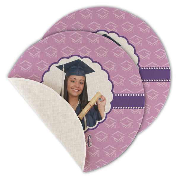 Custom Graduation Round Linen Placemat - Single Sided - Set of 4 (Personalized)