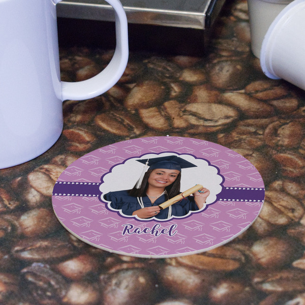 Graduation Round Paper Coaster - Front