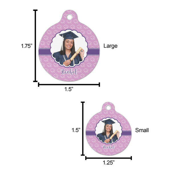 Graduation Round Pet ID Tag - Large - Comparison Scale