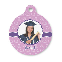 Graduation Round Pet ID Tag - Small (Personalized)