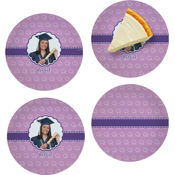 Custom Graduation Set of 4 Glass Appetizer / Dessert Plate 8" (Personalized)