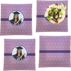 Graduation Set of 4 Glass Square Lunch / Dinner Plate 9.5" (Personalized)