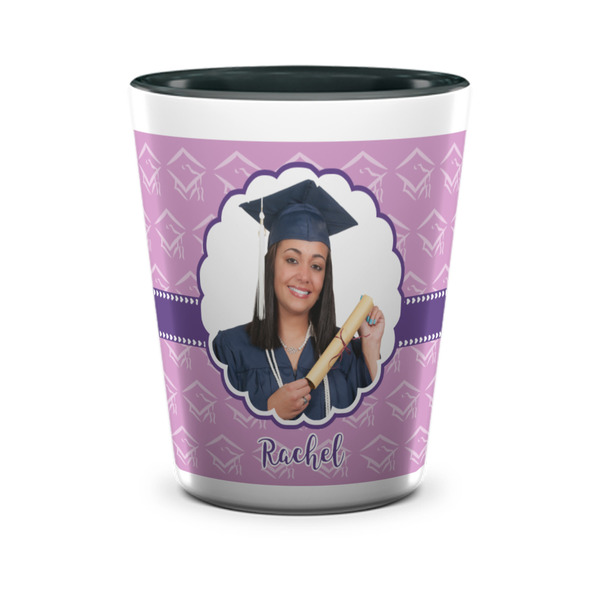 Custom Graduation Ceramic Shot Glass - 1.5 oz - Two Tone - Set of 4 (Personalized)