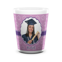 Graduation Ceramic Shot Glass - 1.5 oz - White - Set of 4 (Personalized)