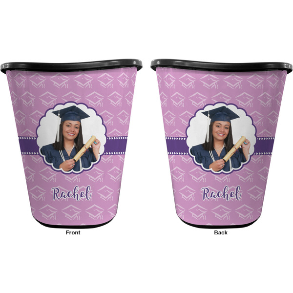 Graduation Trash Can Black - Front and Back - Apvl
