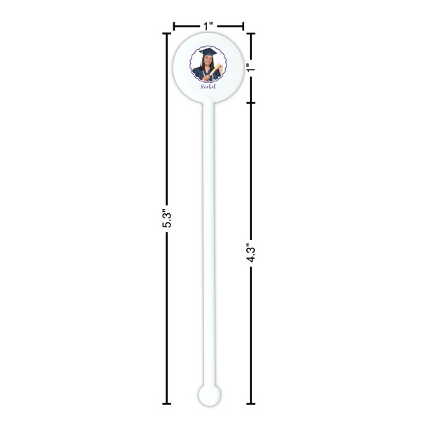 Graduation White Plastic 5.5" Stir Stick - Round - Dimensions