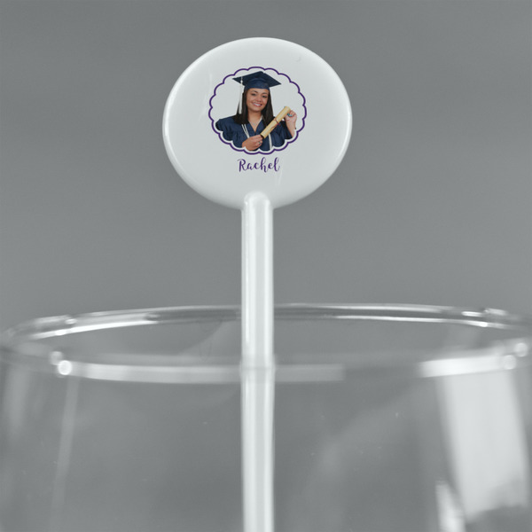 Graduation White Plastic 5.5" Stir Stick - Round - Main