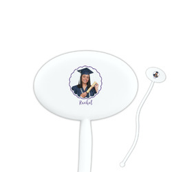 Graduation 7" Oval Plastic Stir Sticks - White - Double Sided (Personalized)