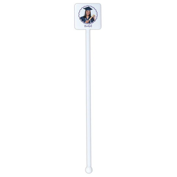Graduation White Plastic Stir Stick - Single Sided - Square - Single Stick