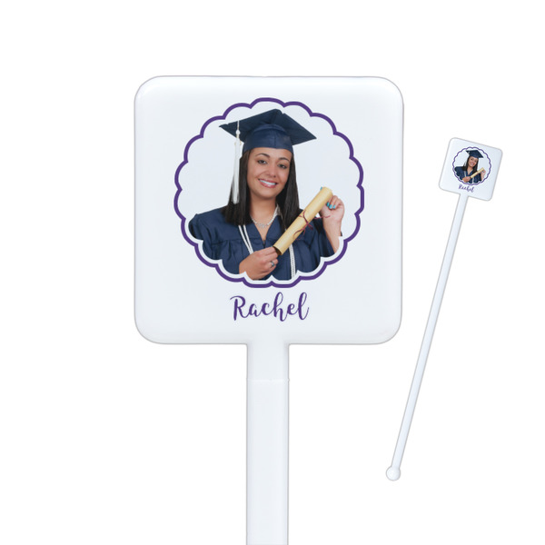 Custom Graduation Square Plastic Stir Sticks - Double Sided (Personalized)