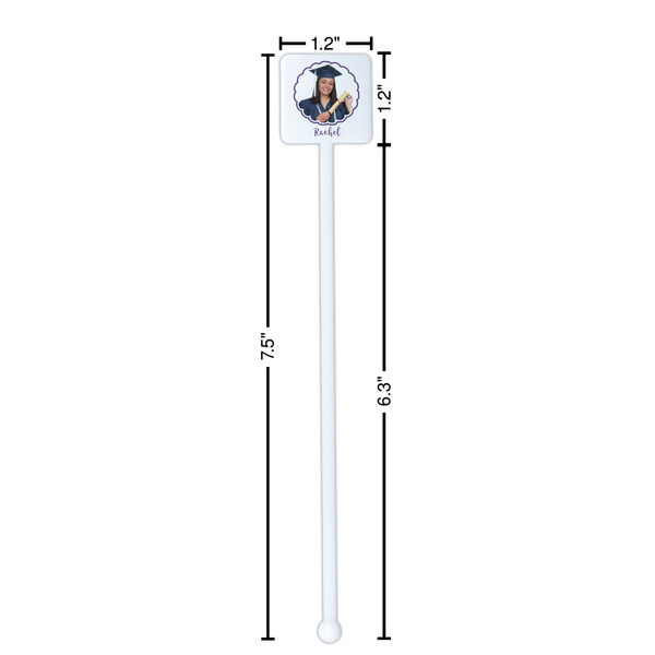 Graduation White Plastic Stir Stick - Square - Dimensions