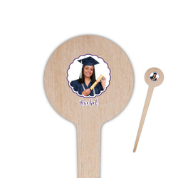 Graduation 4" Round Wooden Food Picks - Single Sided (Personalized)