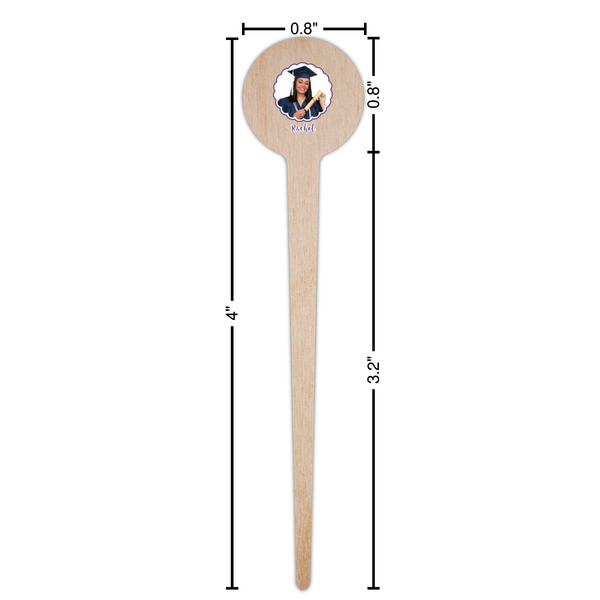 Graduation Wooden 4" Food Pick - Round - Dimensions