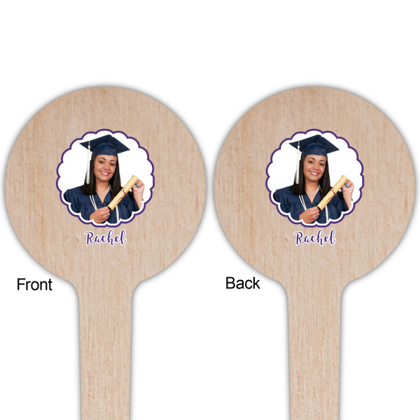 Graduation Wooden 4" Food Pick - Round - Double Sided - Front & Back