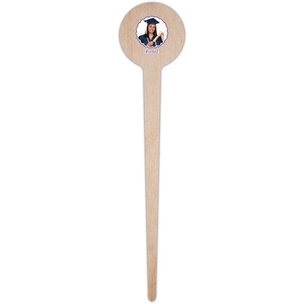Graduation Wooden 4" Food Pick - Round - Single Pick