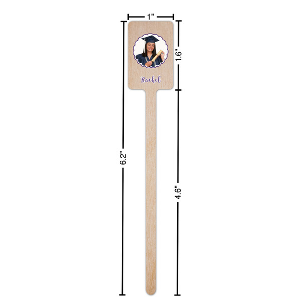 Graduation Wooden 6.25" Stir Stick - Rectangular - Dimensions