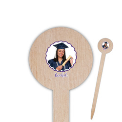 Graduation 6" Round Wooden Food Picks - Double Sided (Personalized)