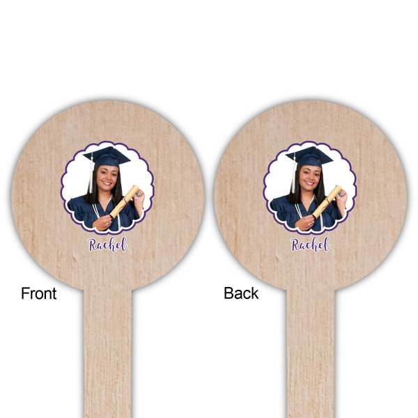 Graduation Wooden 6" Food Pick - Round - Double Sided - Front & Back
