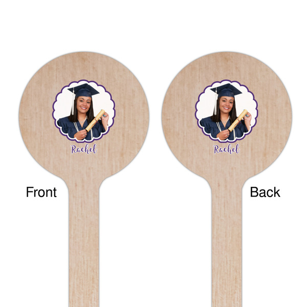 Graduation Wooden 6" Stir Stick - Round - Double Sided - Front & Back