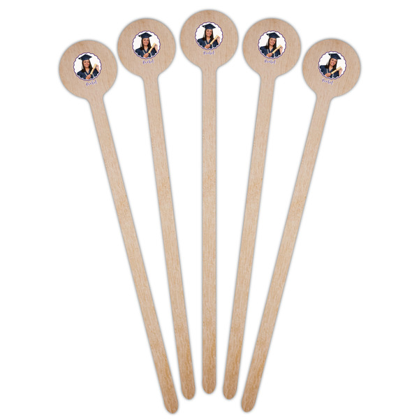 Graduation Wooden 6" Stir Stick - Round - Fan View