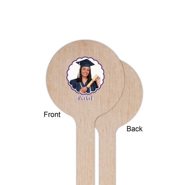 Graduation Wooden 6" Stir Stick - Round - Single Sided - Front & Back