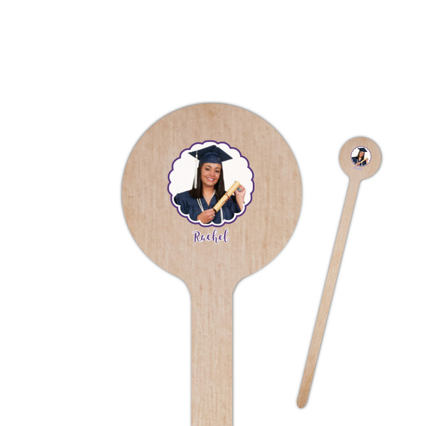 Custom Graduation 7.5" Round Wooden Stir Sticks - Single Sided (Personalized)