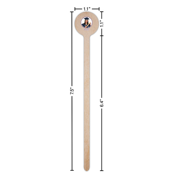 Graduation Wooden 7.5" Stir Stick - Round - Dimensions