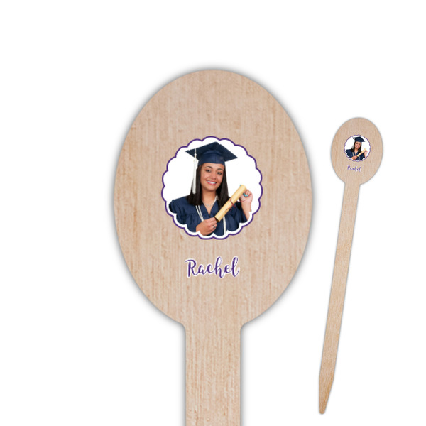 Custom Graduation Oval Wooden Food Picks - Single Sided (Personalized)