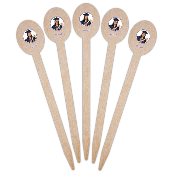 Graduation Wooden Food Pick - Oval - Fan View