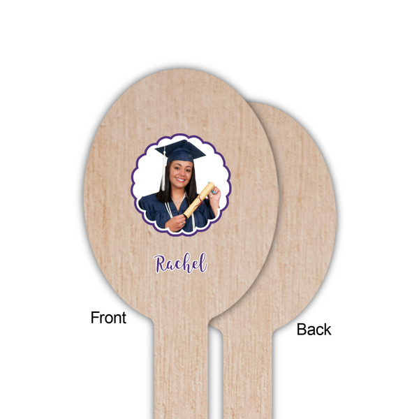 Graduation Wooden Food Pick - Oval - Single Sided - Front & Back